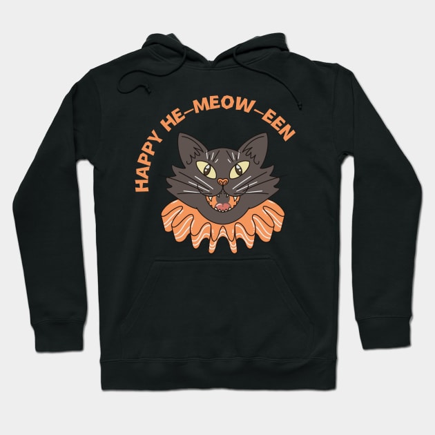 Happy Ha-meow-een Cat Halloween Hoodie by Kireiimono